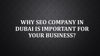 Why SEO Company in Dubai is Important for Your Business?