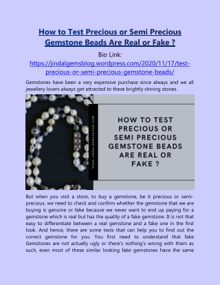 How to Test Precious or Semi Precious Gemstone Beads Are Real or Fake ?