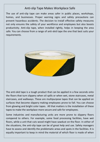 Anti-slip Tape Makes Workplace Safe