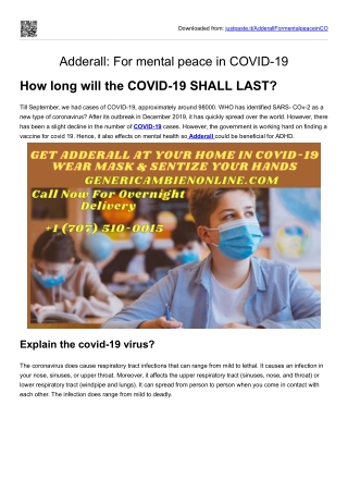 Adderall: For mental peace in COVID-19