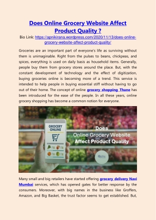 Does Online Grocery Website Affect Product Quality ?