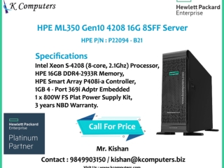 HPE ML350 Gen10 4208 16G 8SFF Server