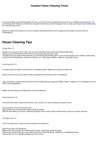 Vacation Home Cleaning Tricks