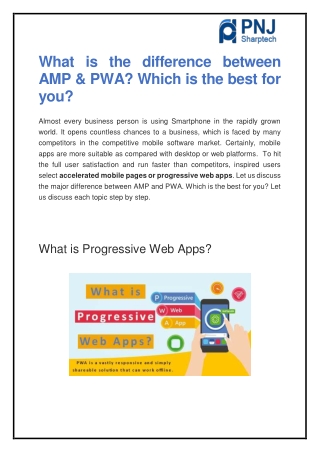 What is the difference between AMP & PWA?