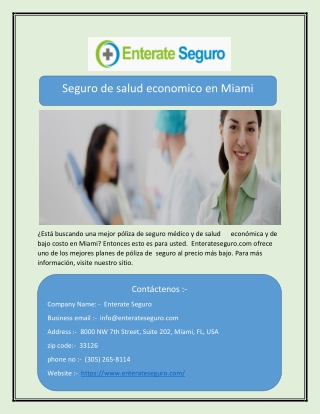 Seguro de salud economico en Miami