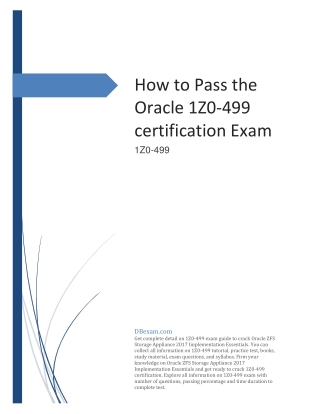 How to Pass the Oracle 1Z0-499 certification Exam