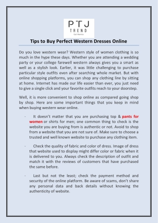 Tips to Buy Perfect Western Dresses Online