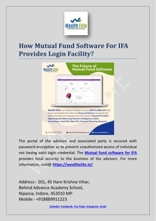 How Mutual Fund Software For IFA Provides Login Facility?