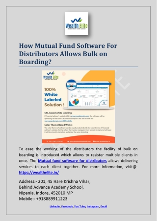 How Mutual Fund Software For Distributors Allows Bulk on Boarding?