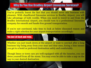 Why Do You Use Bradley Airport Limousine Services?