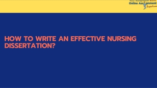 How to write an effective nursing dissertation?