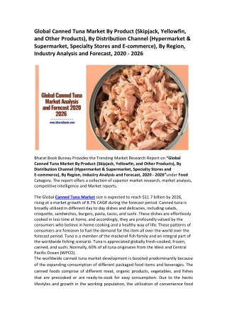 Global Canned Tuna Market Analysis, Application& Forecast to 2020 - 2026