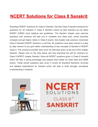 NCERT Solutions for Class 8 Sanskrit