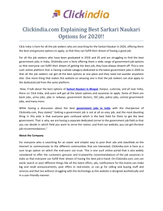 Clickindia.com Explaining Best Sarkari Naukari Options for 2020!!