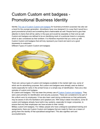 Custom Custom emt badgess - Promotional Business Identity