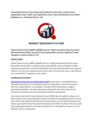 Automotive Electronics Sensor Aftermarket Market Size 2020