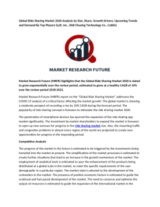 Ride Sharing Market 2020 Analysis by Size