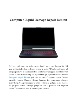 Computer Liquid Damage Repair