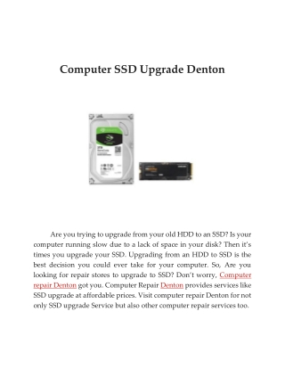 Computer SSD Upgrade Denton