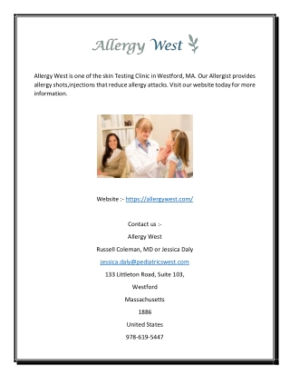 Skin Testing Clinic in Westford MA | Allergy West