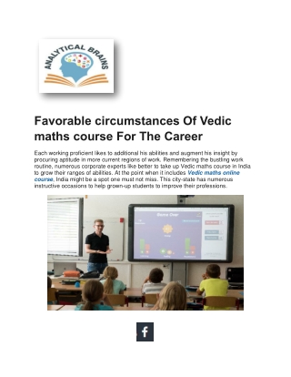 Vedic Maths Teacher Training Course India | Analytical Brains