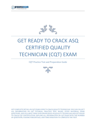 Get Ready to Crack ASQ Certified Quality Technician (CQT) Exam