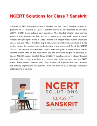 NCERT Solutions for Class 7 Sanskrit