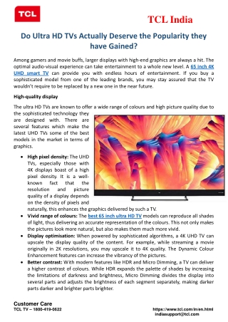 Do Ultra HD TVs Actually Deserve the Popularity they have Gained?