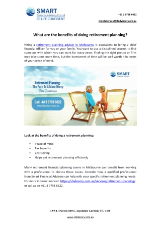 What are the benefits of doing retirement planning?