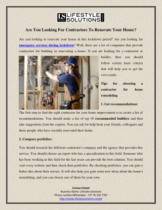 Are You Looking For Contractors To Renovate Your House?
