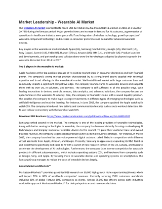 Wearable AI market Size, Growth, Trend and Forecast to 2023 | MarketsandMarkets