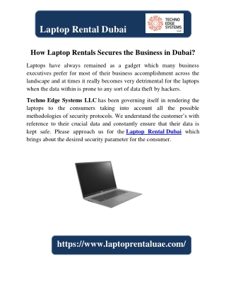 How Laptop Rentals Secures the Business in Dubai?