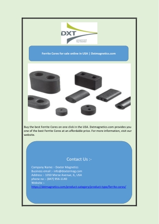 Ferrite Cores for sale online in USA | Dxtmagnetics.com