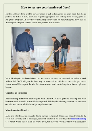 How to restore your hardwood floor?
