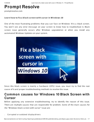 Learn how to fix a black screen with cursor in Windows 10