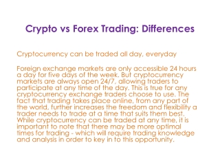 Crypto vs Forex Trading: Differences