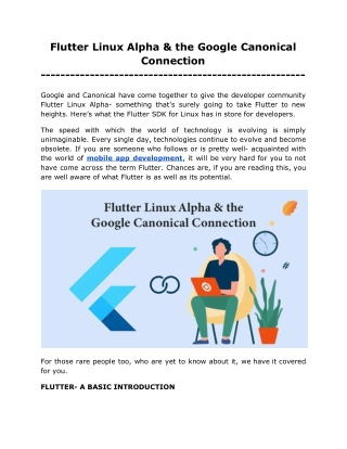 Flutter Linux Alpha & the Google Canonical Connection