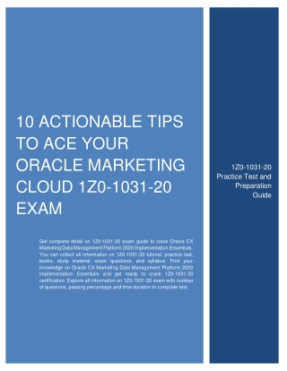 10 Actionable Tips to Ace Your Oracle Marketing Cloud 1Z0-1031-20 Exam