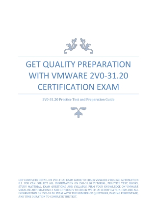 Get Quality Preparation with VMware 2V0-31.20 Certification Exam