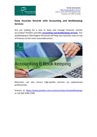 Keep Accurate Records with Accounting and Bookkeeping Services