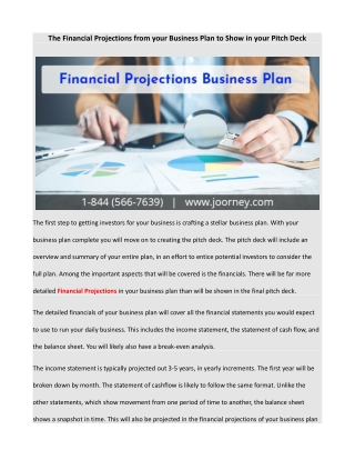 The Financial Projections from your Business Plan to Show in your Pitch Deck