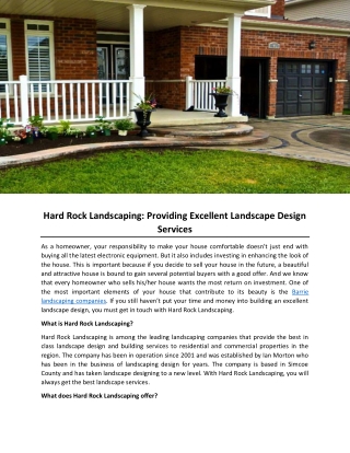 Hard Rock Landscaping: Providing Excellent Landscape Design Services