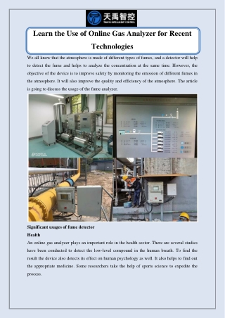 Learn the Use of Online Gas Analyzer for Recent Technologies