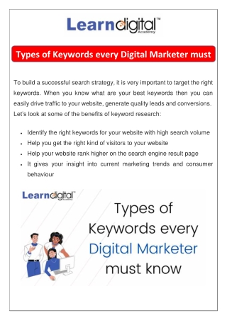 Types of Keywords every Digital Marketer must know
