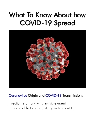 What To Know About how COVID-19 Spread