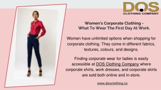 Women’s Corporate Clothing -   What To Wear The First Day At Work.