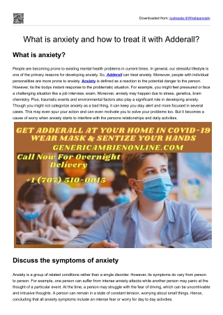 What is anxiety and how to treat it with Adderall?