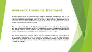 Ayurvedic Cleansing Treatment