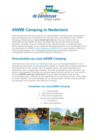 Kampeerdorp de Zandstuve - ANWB camping Nederland