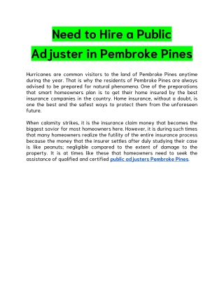 Need to Hire a Public Adjuster in Pembroke Pines